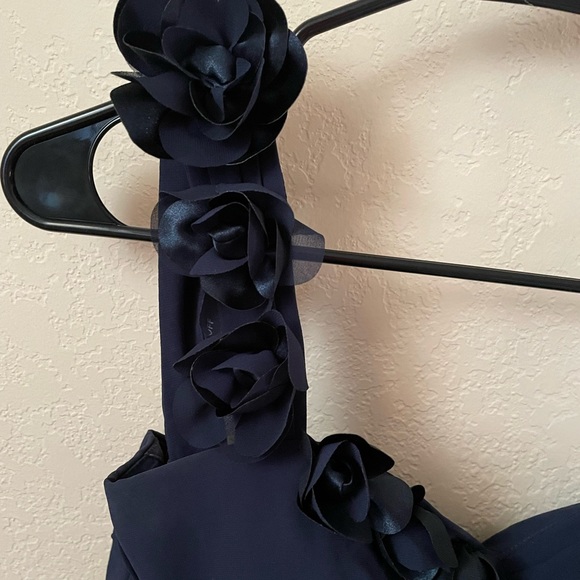 NWOT size 12 Bill Levkoff bridesmaids dress, navy blue, knee length w/one strap - Picture 9 of 10